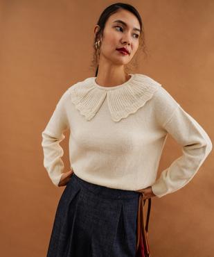 Pull à grand col fantaisie ajouré femme vue1 - GEMO(FEMME PAP) - GEMO