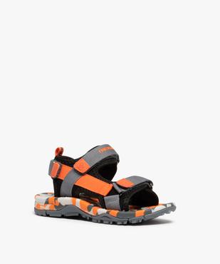 Sandales sport garçon à scratch détails fluo - Freegun vue2 - FREEGUN - GEMO