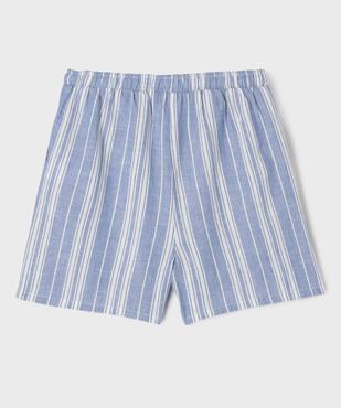 Short large en viscose et lin taille ajustable fille vue3 - GEMO 4G FILLE - GEMO