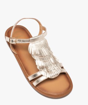 Sandales fille dessus cuir à franges métallisées – Tanéo vue5 - TANEO - GEMO