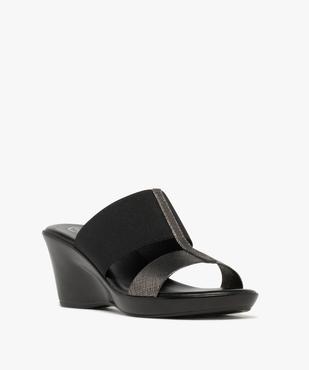 Mules femme compensées à bride élastique et bride fantaisie vue2 - GEMO(URBAIN) - GEMO