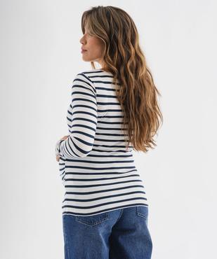 Tee-shirt de grossesse à manches longues et rayures vue3 - GEMO 4G MATERN - GEMO