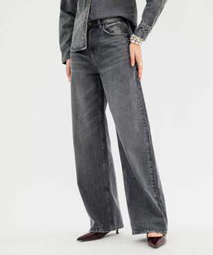 Jean wide leg taille haute coloris délavé femme vue1 - GEMO 4G FEMME - GEMO