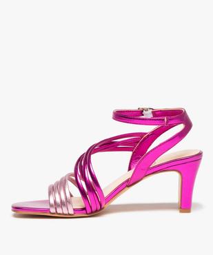 Sandales femme bicolores avec brides scintillantes vue3 - GEMO(URBAIN) - GEMO