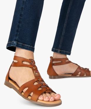 Sandales femme zippées à tige montante en cuir vue1 - GEMO (CASUAL) - GEMO