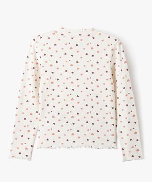 Tee-shirt manches longues col haut en maille côtelée à cœurs fille vue3 - GEMO 4G FILLE - GEMO