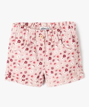 Short en velours à taille élastiquée et revers bébé fille vue1 - GEMO 4G BEBE - GEMO