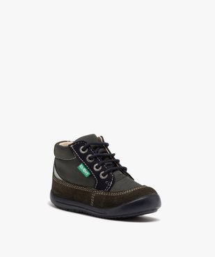 Bottillons garçon en cuir bicolore à zip et à lacets - Kickers  vue2 - KICKERS - GEMO