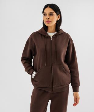 Sweat zippée à capuche en molleton femme vue1 - GEMO 4G FEMME - GEMO