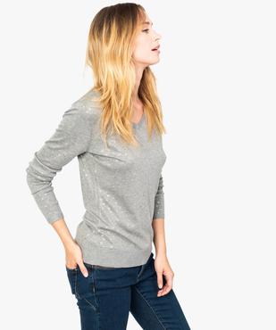 Pull à motifs pailletés col V vue1 - GEMO(URBAIN) - GEMO