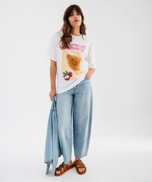 Tee-shirt manches courtes en jersey de coton imprimé femme vue1 - GEMO(FEMME PAP) - GEMO