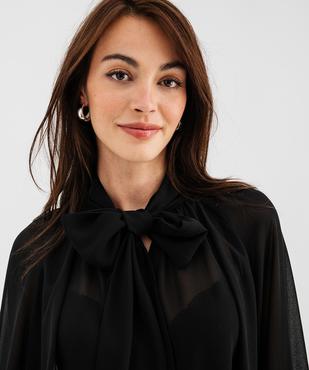 Blouse manches longues en voile transparent et col lavallière femme vue4 - GEMO(FEMME PAP) - GEMO