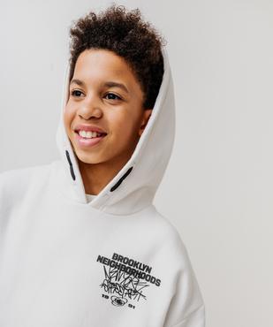 Sweat à capuche avec inscriptions urbaines garçon vue3 - GEMO 4G GARCON - GEMO