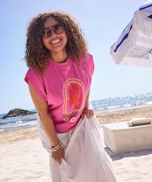 Tee-shirt sans manches avec motif sur l’avant femme grande taille vue4 - GEMO (G TAILLE) - GEMO