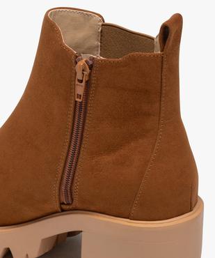 Boots femme à talon large en suédine unie avec semelle crantée  vue7 - GEMO 4G FEMME - GEMO