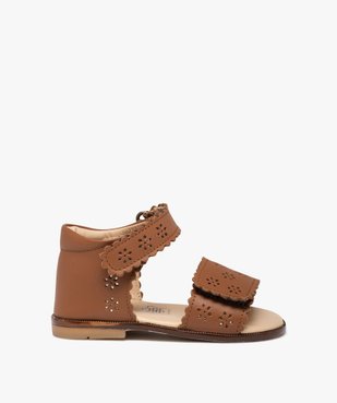 Sandales bébé fille en cuir à brides scratch ajourées – NA! vue1 - NA! - GEMO