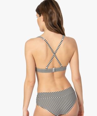 Haut de maillot de bain femme à rayures forme triangle vue3 - GEMO (PLAGE) - GEMO