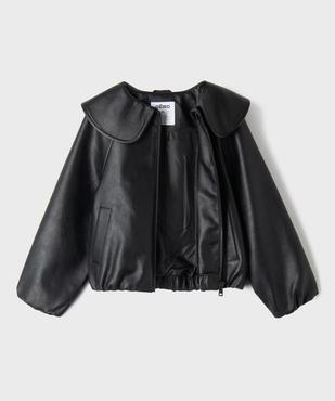 Veste courte à col Claudine en cuir imitation fille vue4 - GEMO (ENFANT) - GEMO