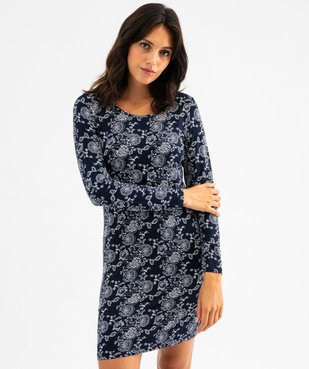 Chemise de nuit à manches longues femme vue1 - GEMO 4G FEMME - GEMO