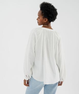 Blouse manches longues en viscose unie à col rond boutonné femme vue3 - GEMO(FEMME PAP) - GEMO