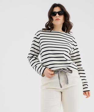 Tee-shirt manches longues à rayures femme grande taille vue1 - GEMO 4G GT - GEMO