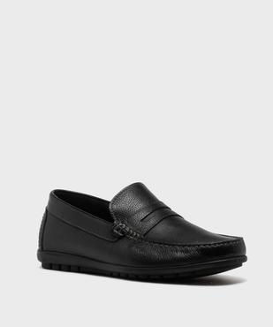 Mocassins dessus cuir grainé homme -Tanéo vue2 - TANEO GEMO FOR GOOD - GEMO