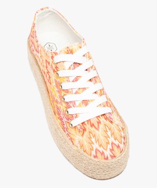 Baskets femme en toile multicolore à semelle en corde vue6 - GEMO 4G FEMME - GEMO