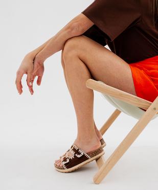 Mules à semelle plateforme et larges brides brodées femme - 5 Miles vue7 - 5 MILES - GEMO