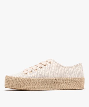 Baskets en toile pailletées avec semelle plateforme en corde femme vue4 - FOLLOW ME G4G - GEMO