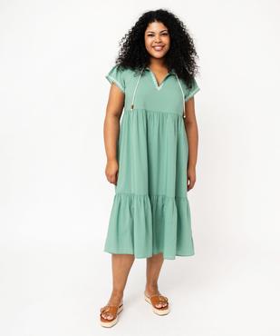 Robe grande taille à manches courtes et broderies ethniques femme vue1 - GEMO (G TAILLE) - GEMO