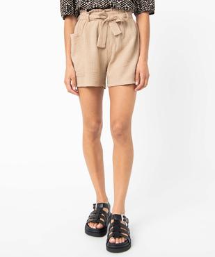 Short femme taille haute en gaze de coton vue1 - GEMO(FEMME PAP) - GEMO