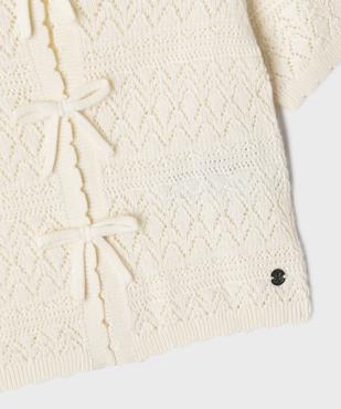 Gilet manches courtes en maille ajourée fille - LuluCastagnette vue3 - LULUCASTAGNETTE - GEMO