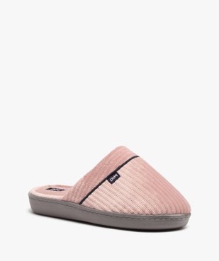Chaussons femme mules plates en velours côtelé - Dim vue2 - DIM - GEMO