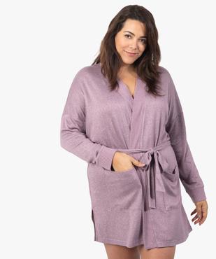 Veste d'intérieur femme grande taille en maille douce avec ceinture à nouer vue1 - GEMO(HOMWR FEM) - GEMO