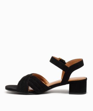 Sandales femme à brides matelassées en suédine et petit talon vue3 - GEMO(URBAIN) - GEMO
