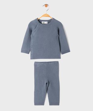 Ensemble 2 pièces en maille bébé fille : pull et pantalon vue1 - GEMO 4G BEBE - GEMO