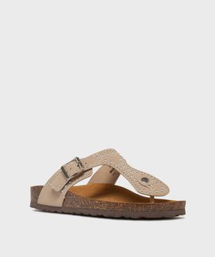 Claquettes à entredoigts semelle intérieure cuir avec strass femme vue2 - VALENTINA BALDA - GEMO