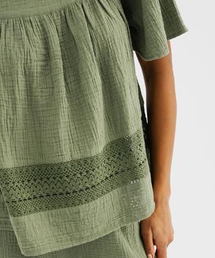 Blouse en gaze de coton avec détails brodés femme vue4 - GEMO(FEMME PAP) - GEMO