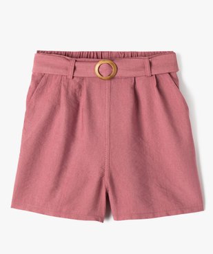 Short en viscose avec ceinture à boucle fille vue1 - GEMO (ENFANT) - GEMO