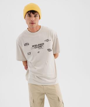 Tee-shirt manches courtes oversize à motif urbain homme vue1 - GEMO 4G HOMME - GEMO