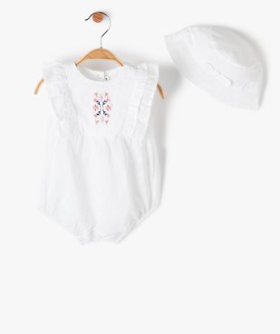 Ensemble bébé fille 2 pièces - Barboteuse et chapeau vue1 - GEMO(BB COUCHE) - GEMO