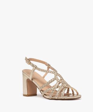 Sandales à talon avec brides tressées femme vue2 - FOLLOW ME - GEMO