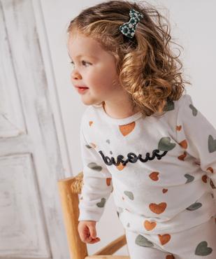 Pyjama 2 pièces en velours à motifs coeurs bébé vue4 - GEMO 4G BEBE - GEMO