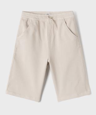 Bermuda skater en coton extensible au coloris unique garçon vue1 - GEMO (JUNIOR) - GEMO