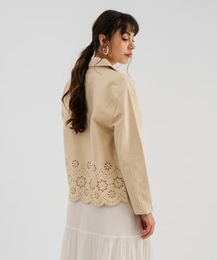 Veste en twill de coton ajouré femme vue3 - GEMO 4G FEMME - GEMO