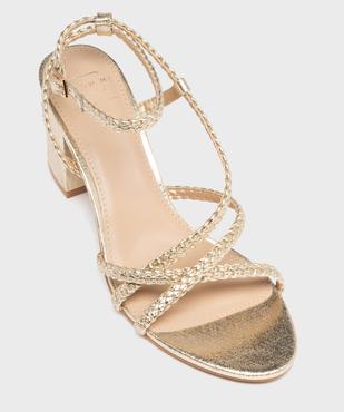 Sandales à talon et brides tressées métallisées femme vue5 - FOLLOW ME - GEMO