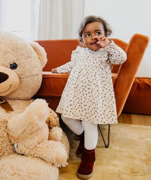 Robe manches longues en maille stretch imprimé bébé fille vue5 - GEMO(BEBE DEBT) - GEMO