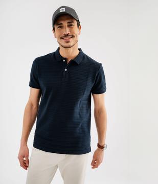Polo manches courtes à rayures texturées homme vue1 - GEMO (HOMME) - GEMO