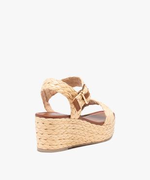 Sandales femme à talon compensé et brides en fibre tressée vue4 - GEMO(URBAIN) - GEMO