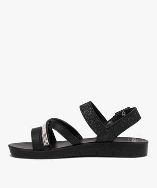 Sandales femme unies à talon plat et à brides contrastées vue3 - GEMO (CASUAL) - GEMO